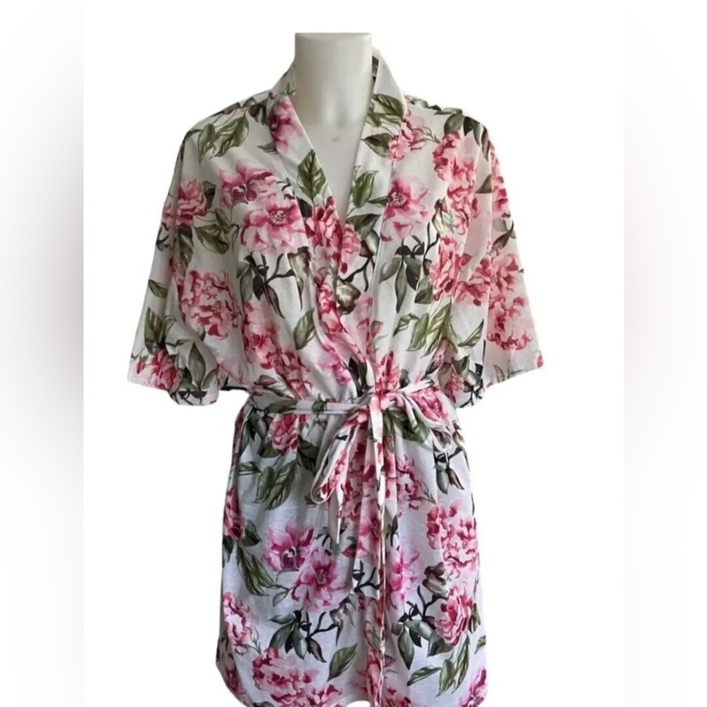 Show Me Your MuMu Intimates Floral Robe in Pink and Green